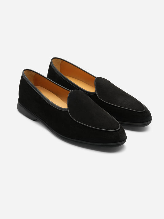 Baudoin & Lange Stride Loafers Black Suede Dark Sole - Oscar Hunt