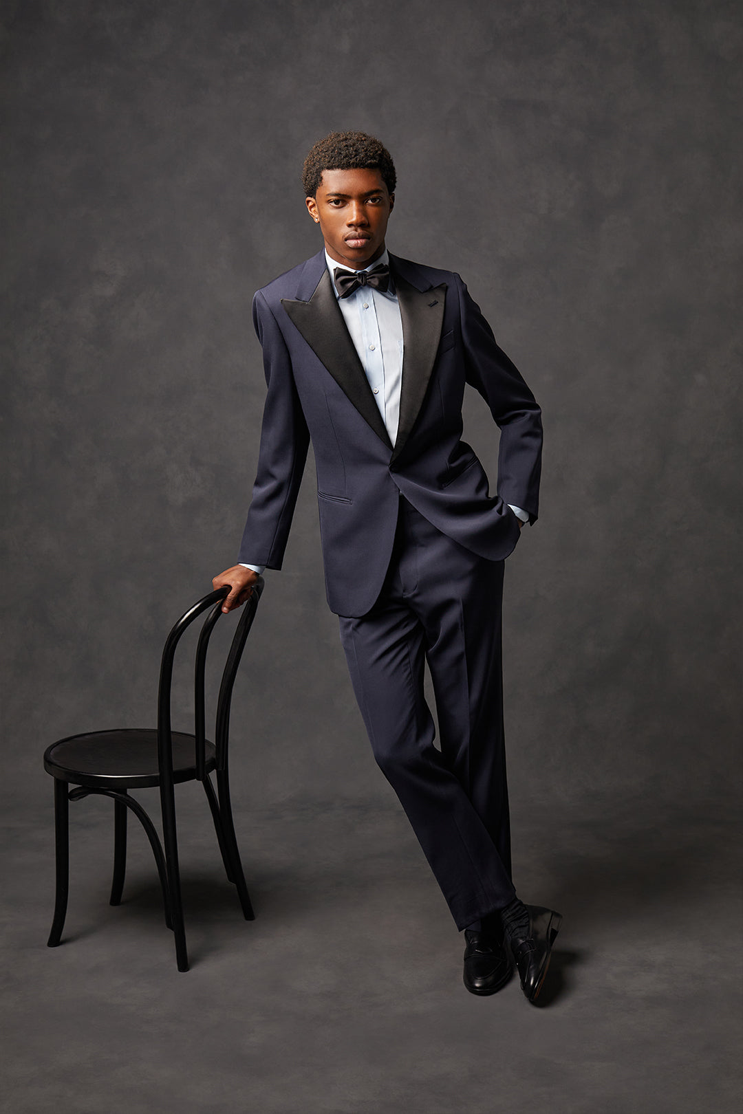 Midnight Blue Single Breasted Suit With Black Sating Trimmed Lapels - Oscar Hunt