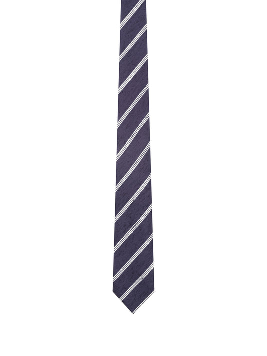 Navy with White Stripes Fossati Tie - Oscar Hunt