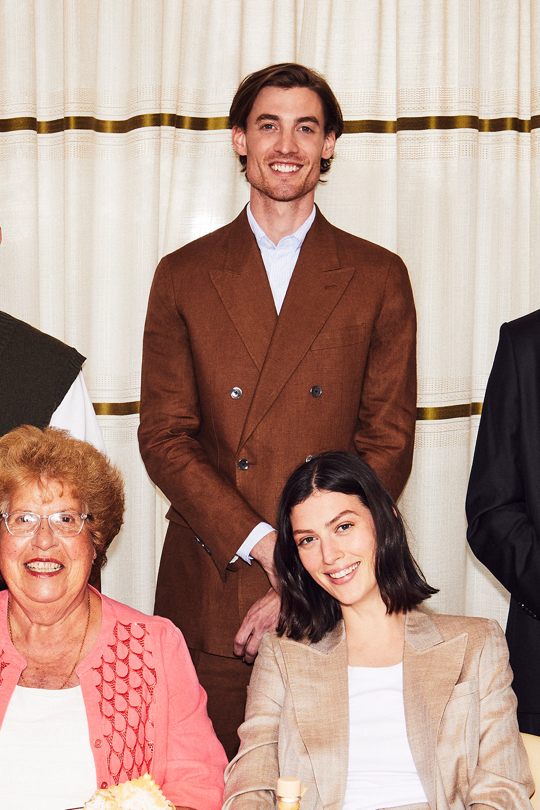 Tobacco Plain Weave Double Breasted Suit - Oscar Hunt