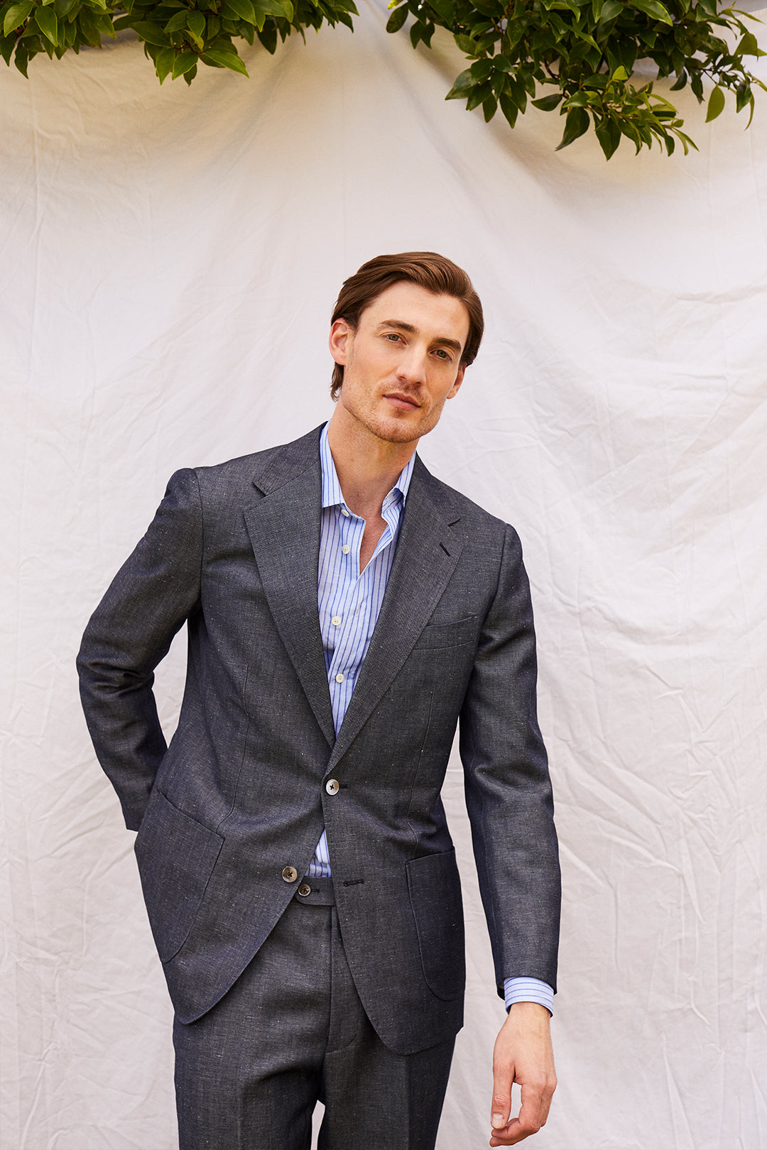 Indigo Twill Single Breasted Suit - Oscar Hunt