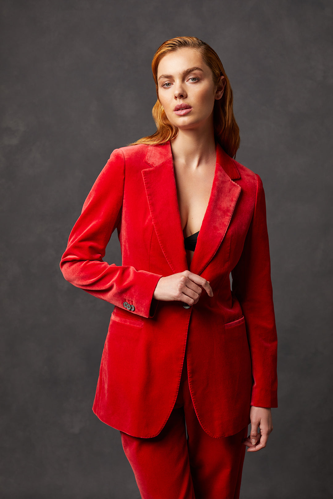 Red Single Breasted Peak Lapel Suit - Oscar Hunt