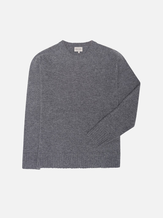 Grey Melange Knitted Crewneck Sweater - Oscar Hunt