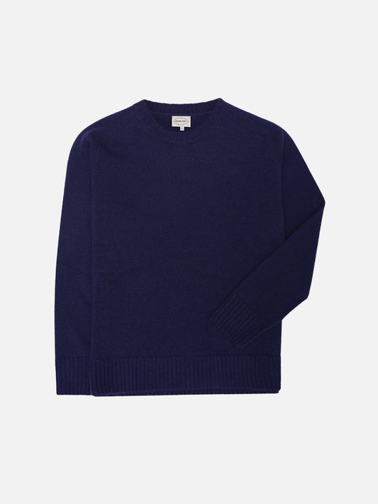 Navy Knitted Crewneck Sweater - Oscar Hunt