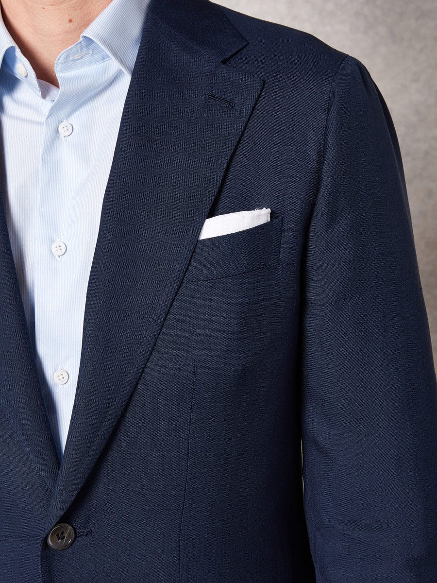 Navy silk jacket + light grey cotton trouser - Oscar Hunt