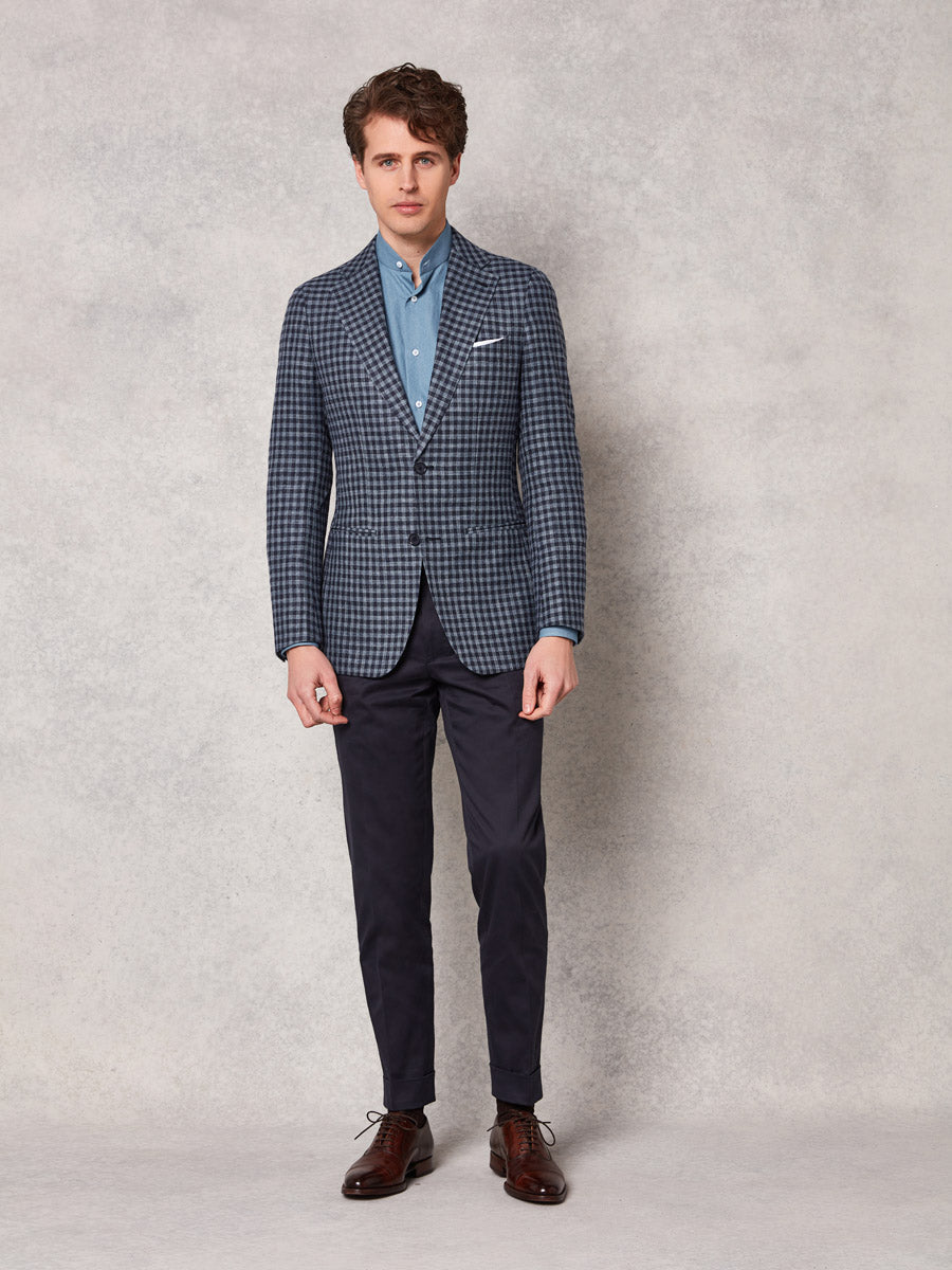 Blue check jacket + navy cotton trouser - Oscar Hunt