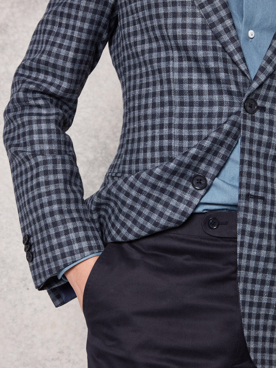 Blue check jacket + navy cotton trouser - Oscar Hunt