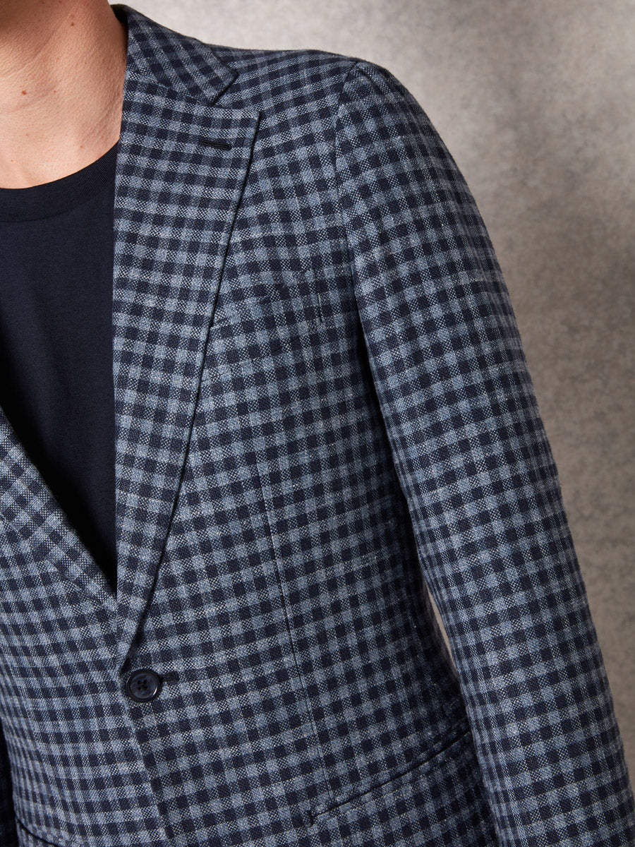 Blue check jacket + white denim trouser - Oscar Hunt