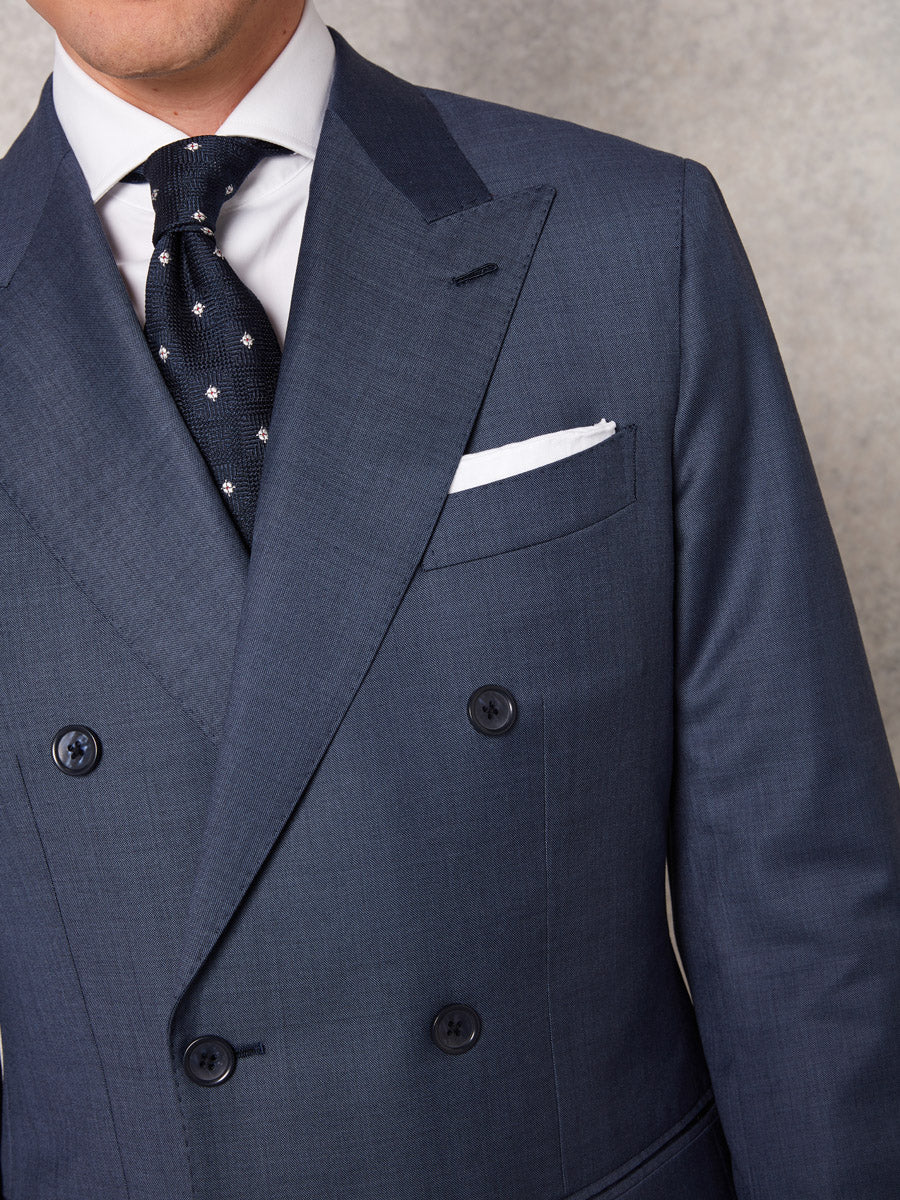 Mid blue double breasted 2 piece suit - Oscar Hunt