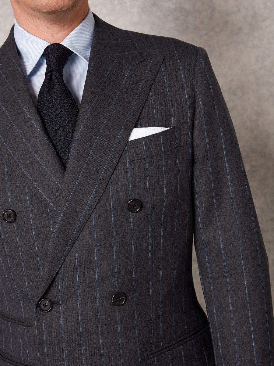 Mid grey blue pinstripe 2 piece suit - Oscar Hunt