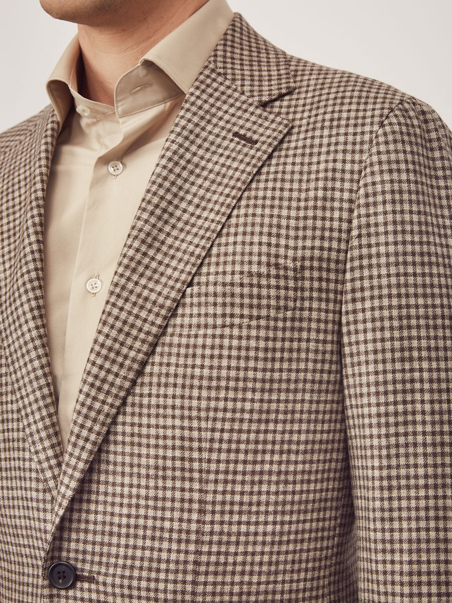 Brown check jacket + chocolate brown cotton trouser - Oscar Hunt