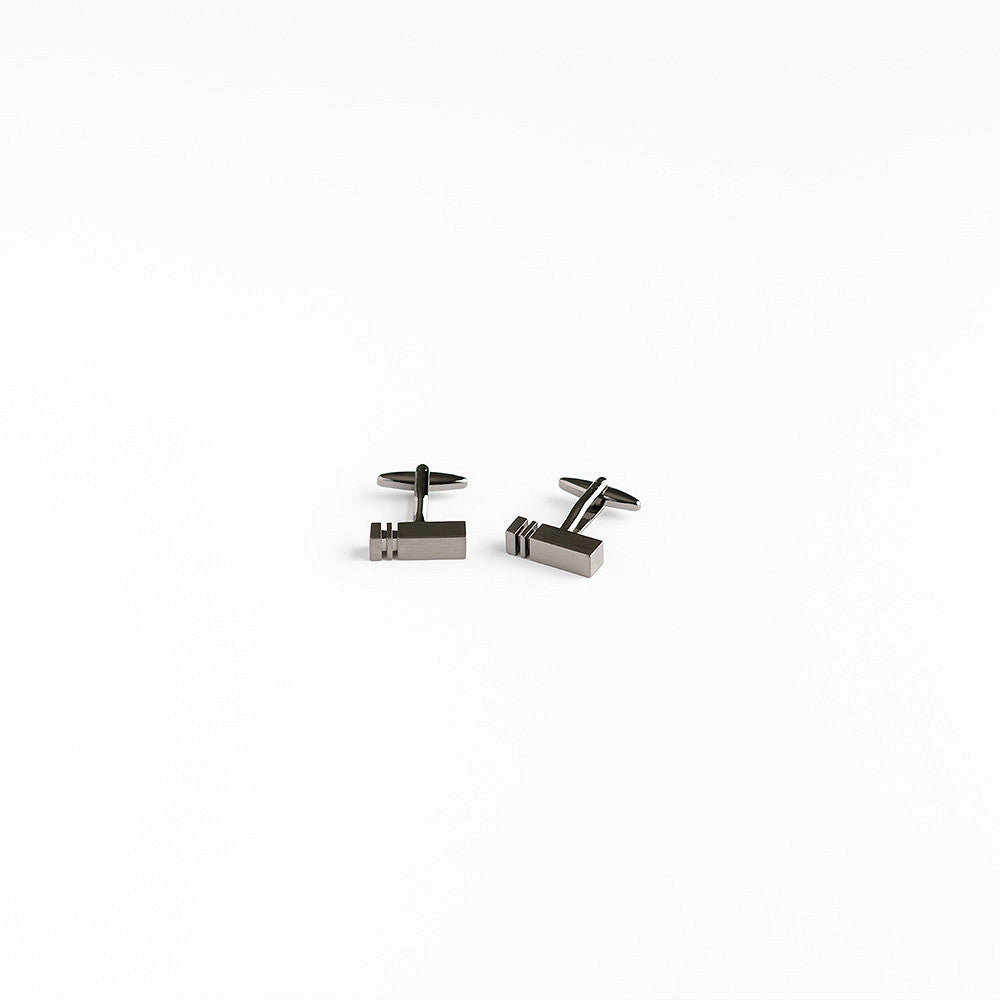 Gunmetal Grey Rectangle Cufflinks - Oscar Hunt