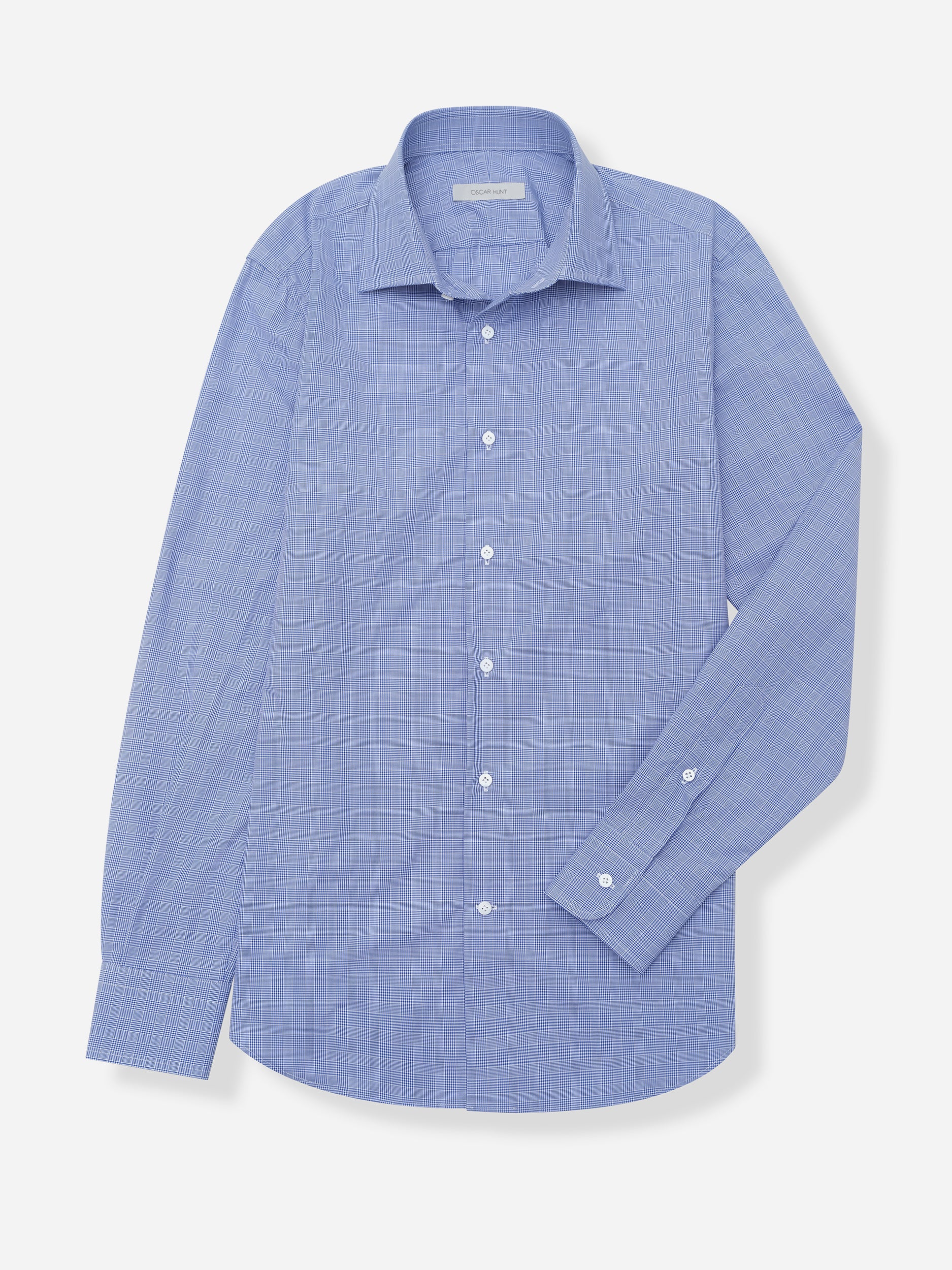 Blue Plaid Cotton Shirt - Oscar Hunt
