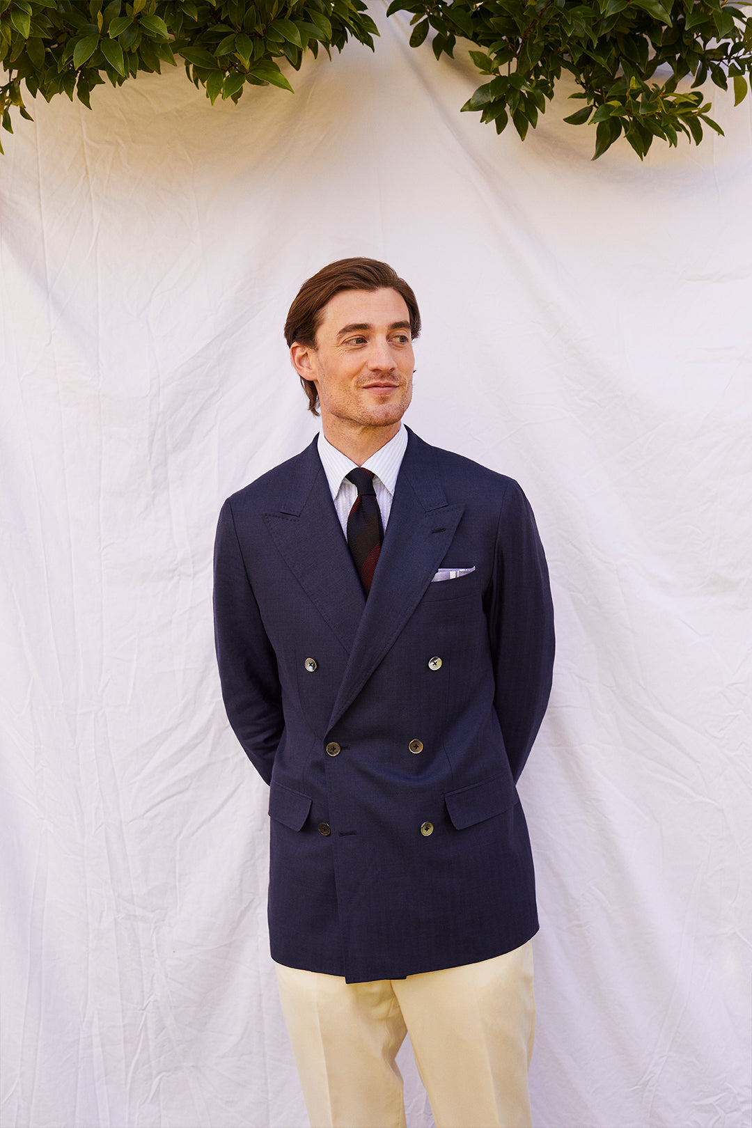 Navy Double Breasted Jacket and Flat Front Frogmouth Trouser - Oscar Hunt