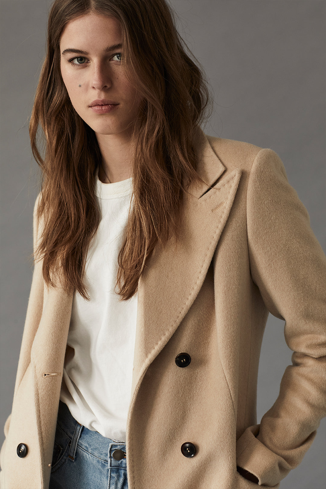 Pale Camel Double Breasted Overcoat - Oscar Hunt