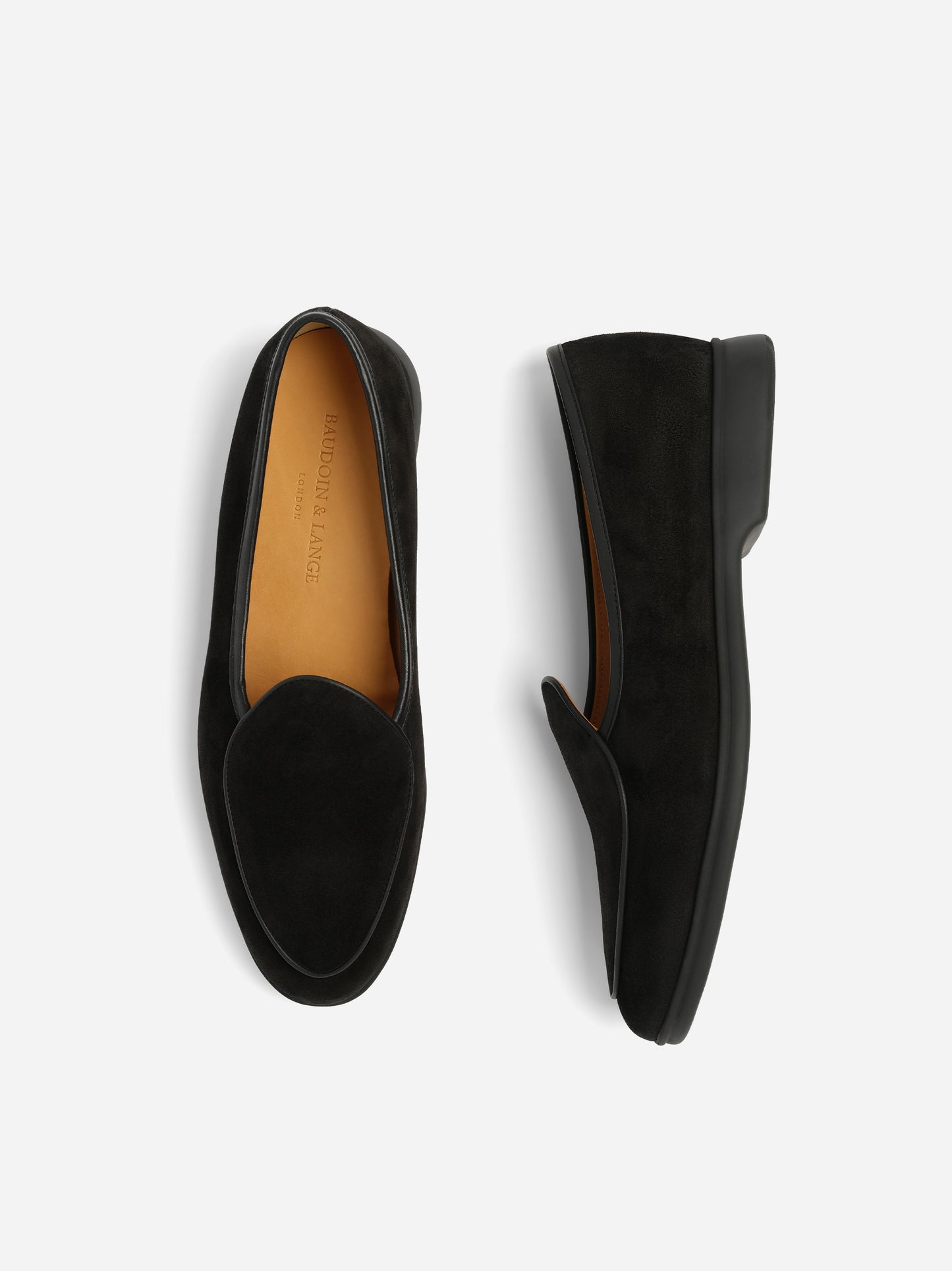 Baudoin & Lange Stride Loafers Black Suede Dark Sole - Oscar Hunt
