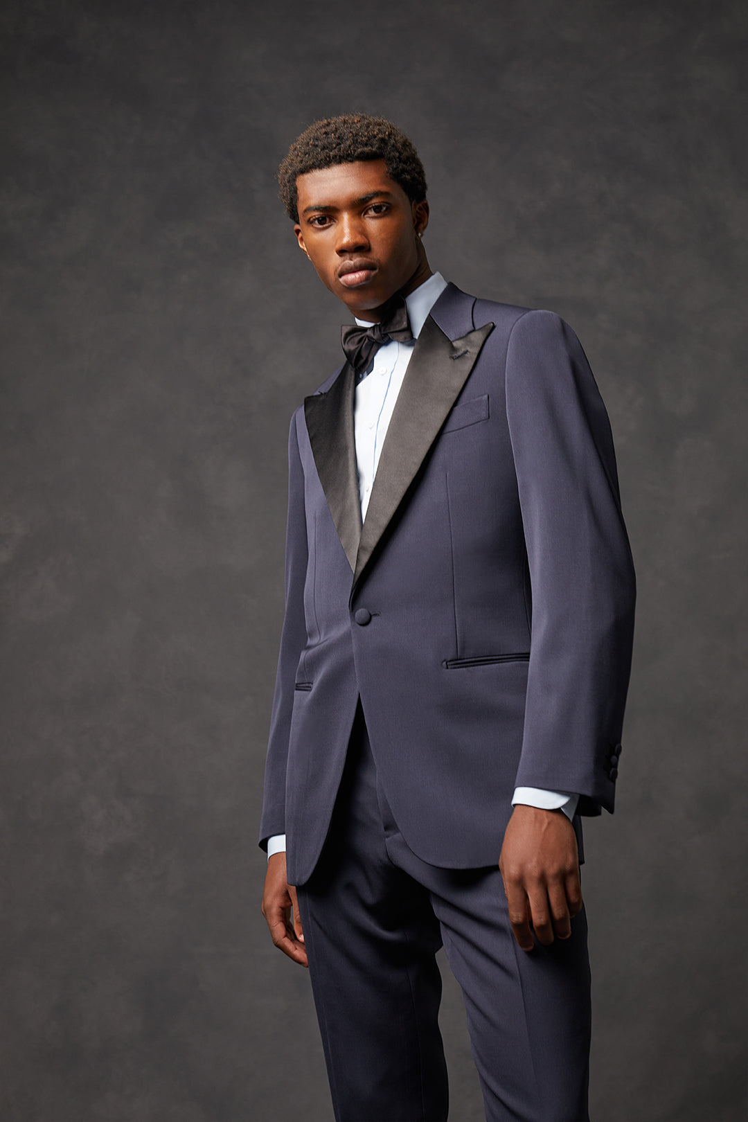 Midnight Blue Single Breasted Suit With Black Sating Trimmed Lapels - Oscar Hunt