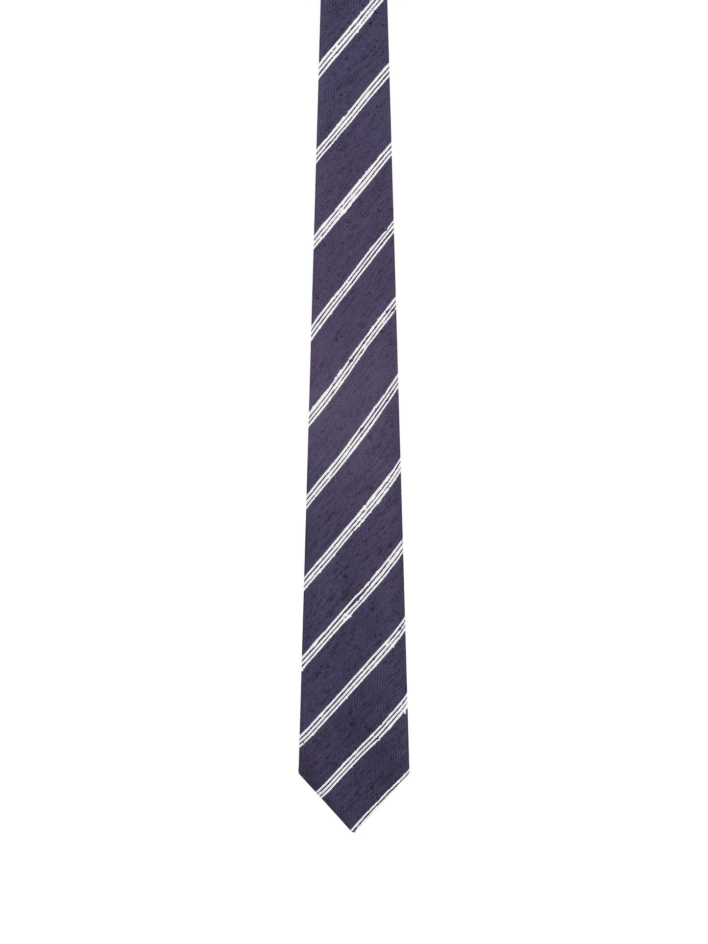 Navy with White Stripes Fossati Tie - Oscar Hunt