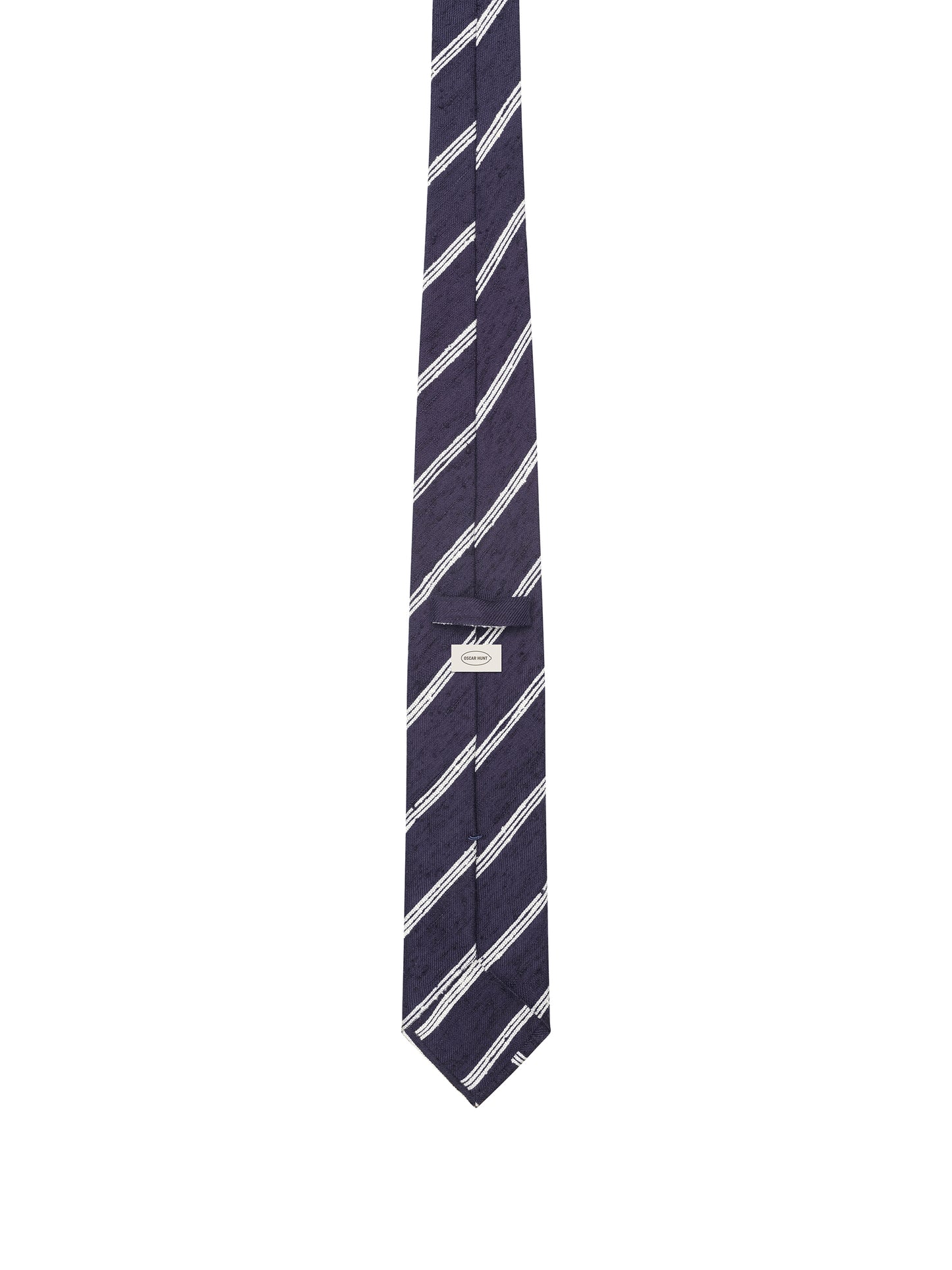 Navy with White Stripes Fossati Tie - Oscar Hunt