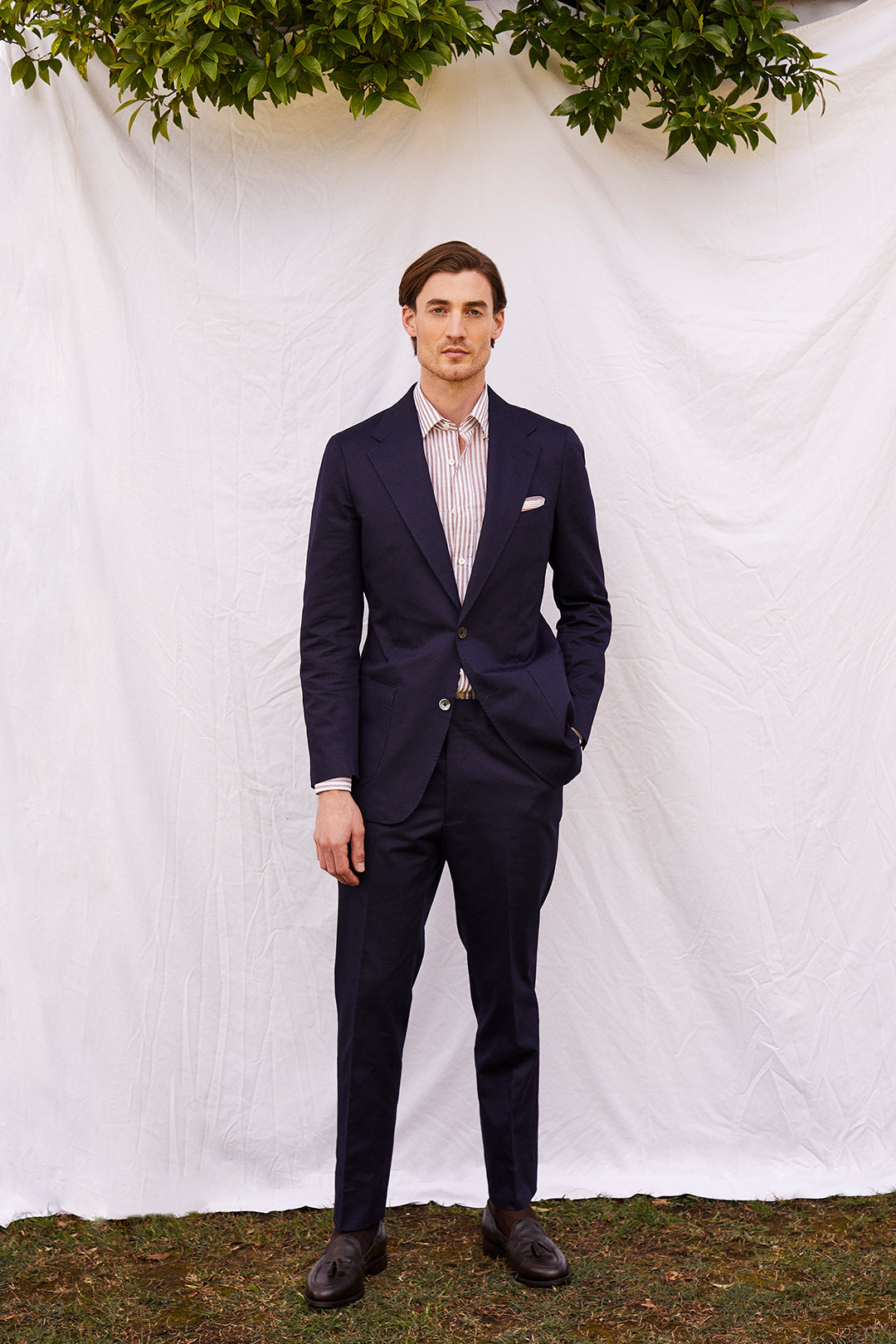 Navy Twill Single Breasted Suit - Oscar Hunt