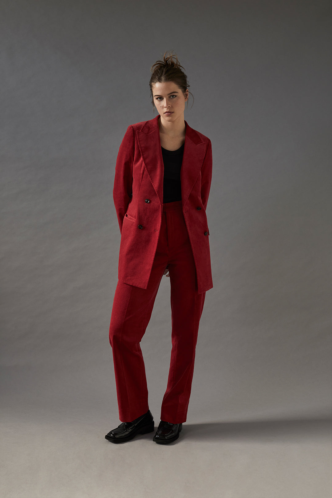 Red Corduroy Double Breasted Suit - Oscar Hunt