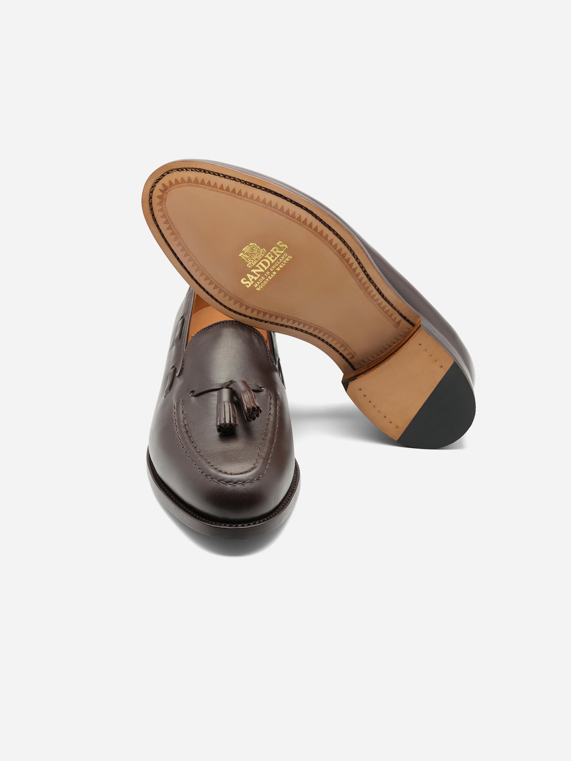 Sanders Finchley Calf Tassel Loafer Dark Brown - Oscar Hunt