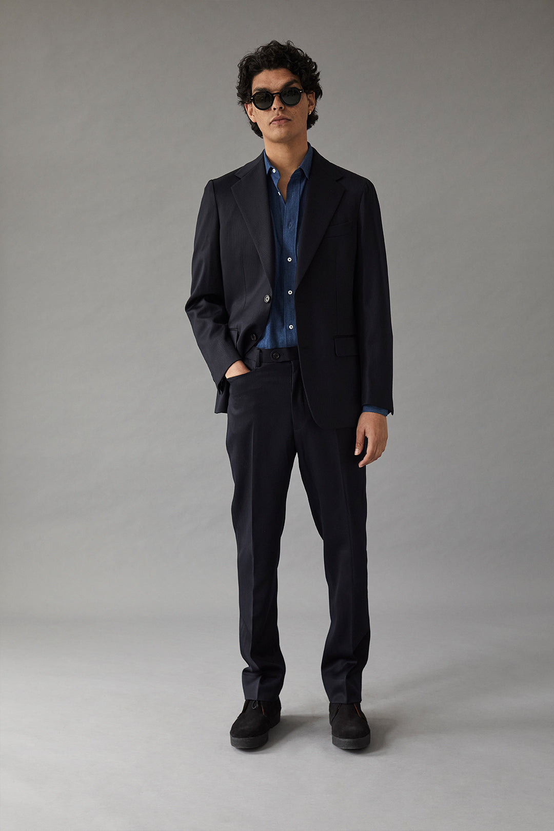 Navy Bedford Cord Single Breasted Suit - Oscar Hunt