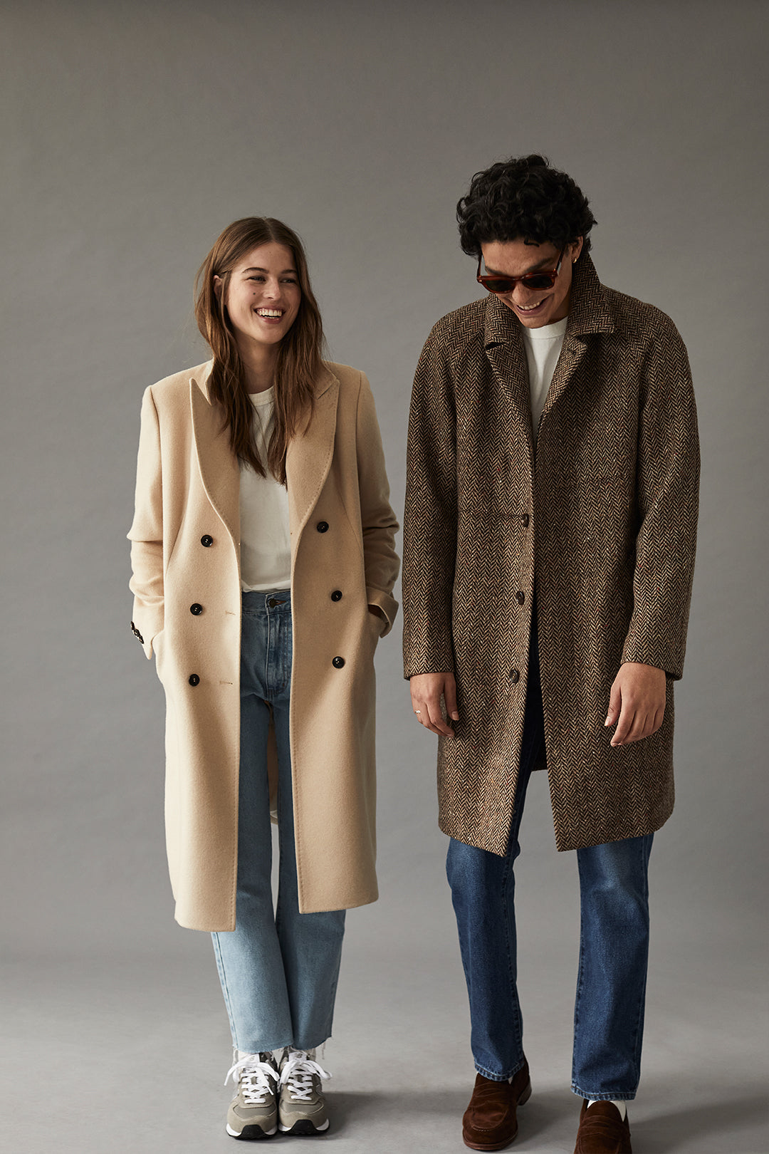 Tan Donegal Herringbone Car Coat - Oscar Hunt