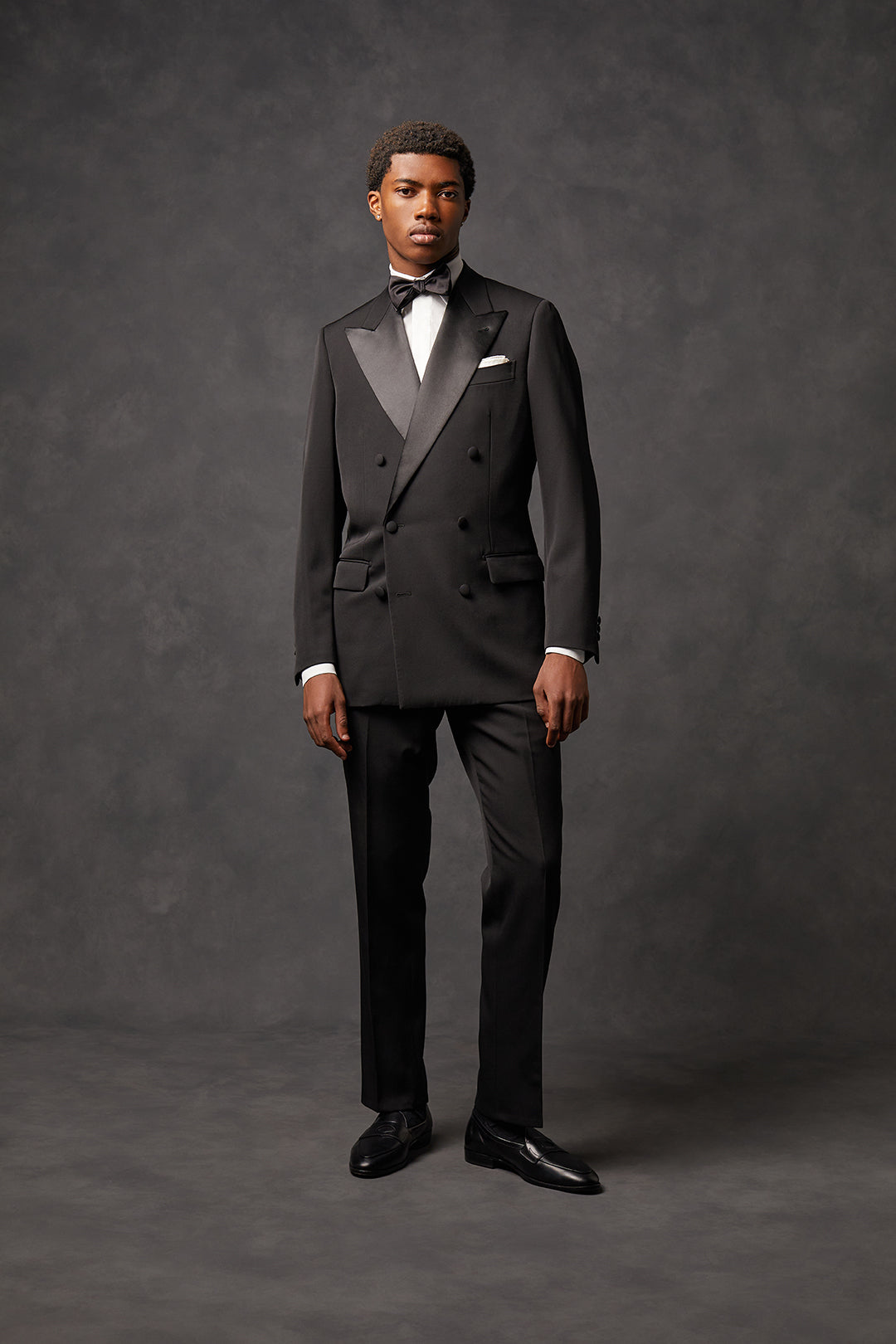 Black Double Breasted With Satin Trimmed Lapels - Oscar Hunt