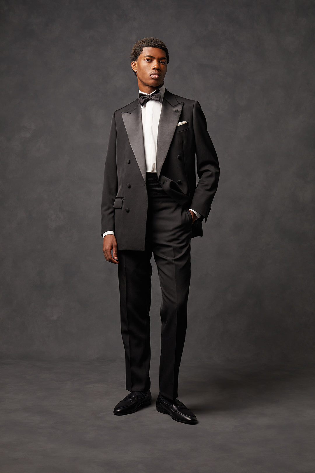 Black Double Breasted With Satin Trimmed Lapels - Oscar Hunt