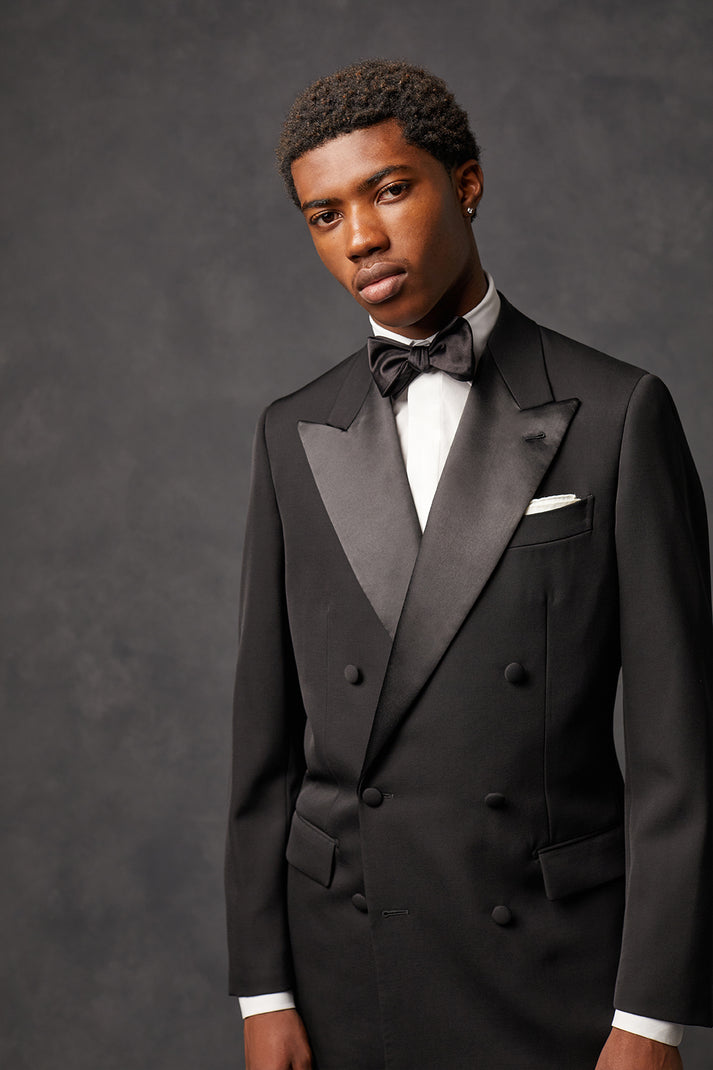 Black Double Breasted With Satin Trimmed Lapels | Oscar Hunt