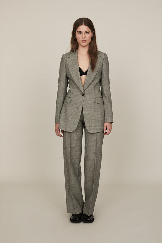 Black and White Dugdale Dog-Tooth Single Breasted Suit - Oscar Hunt
