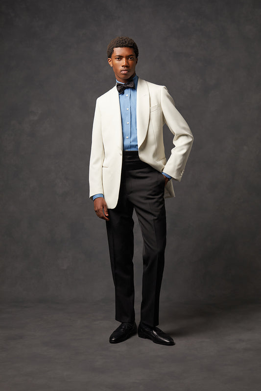 Off-white Single Breasted Shawl Collar Suit - Oscar Hunt