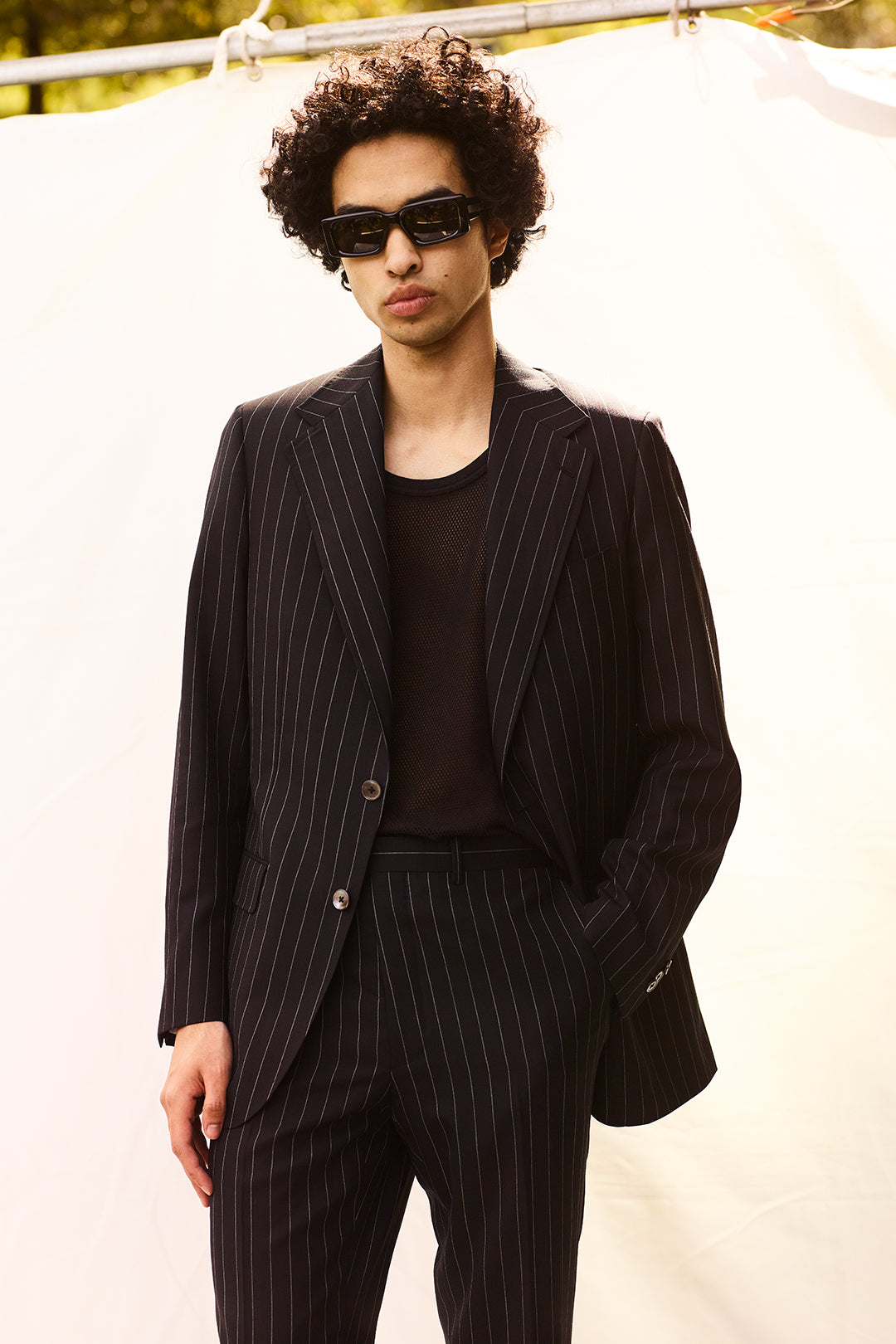Black Chalk Stripe Single Breasted Notch Lapel Suit