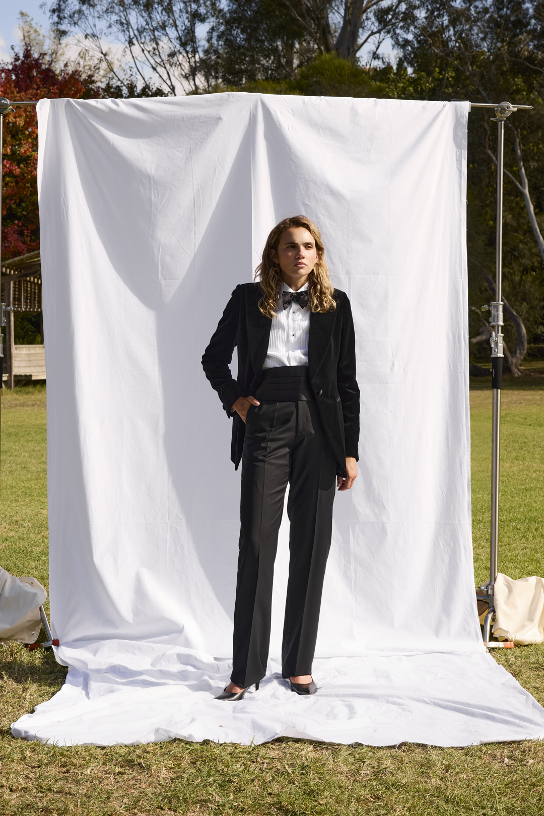 Black Velvet Jacket and Wool Trousers