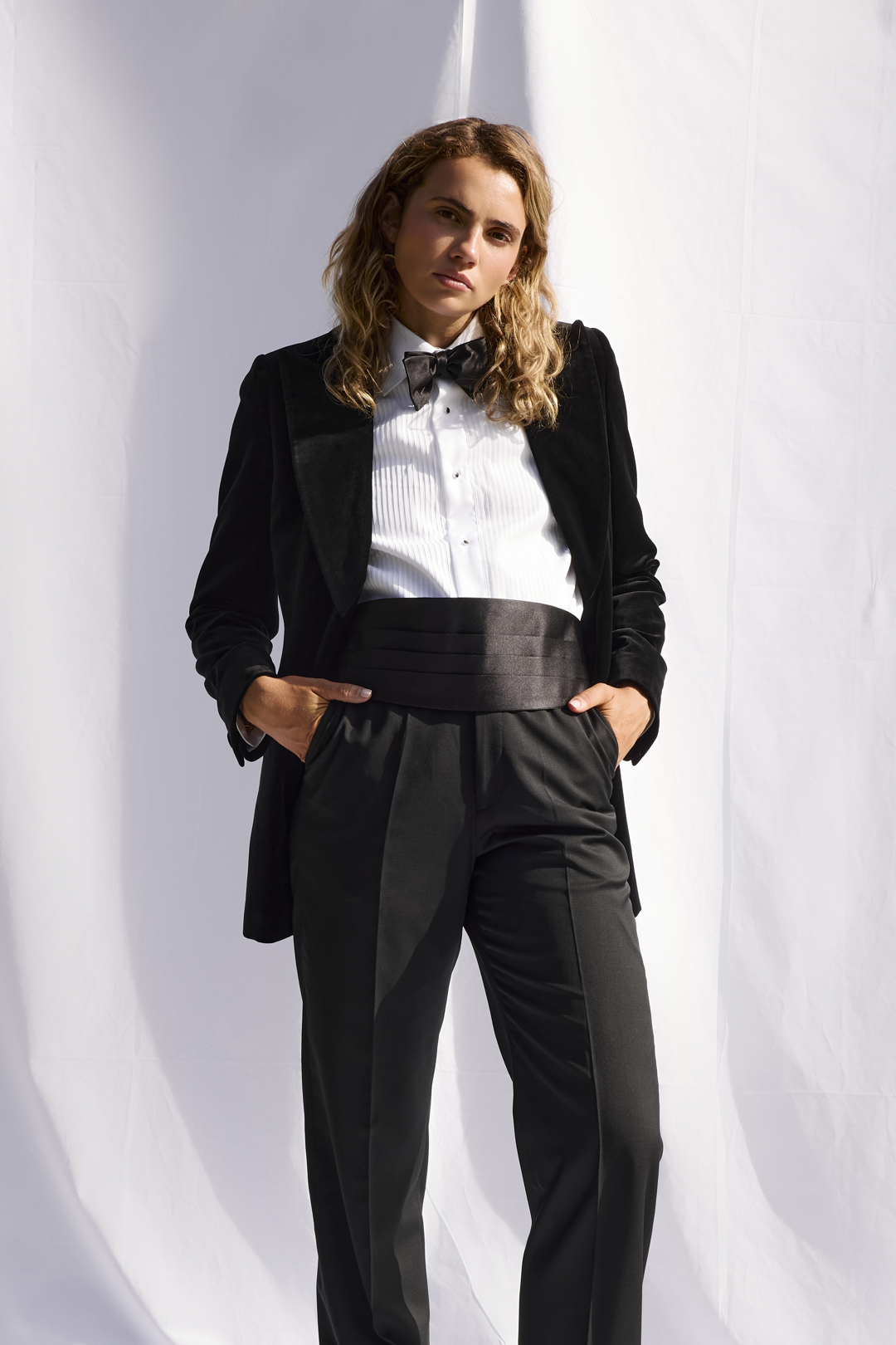 Black Velvet Jacket and Wool Trousers