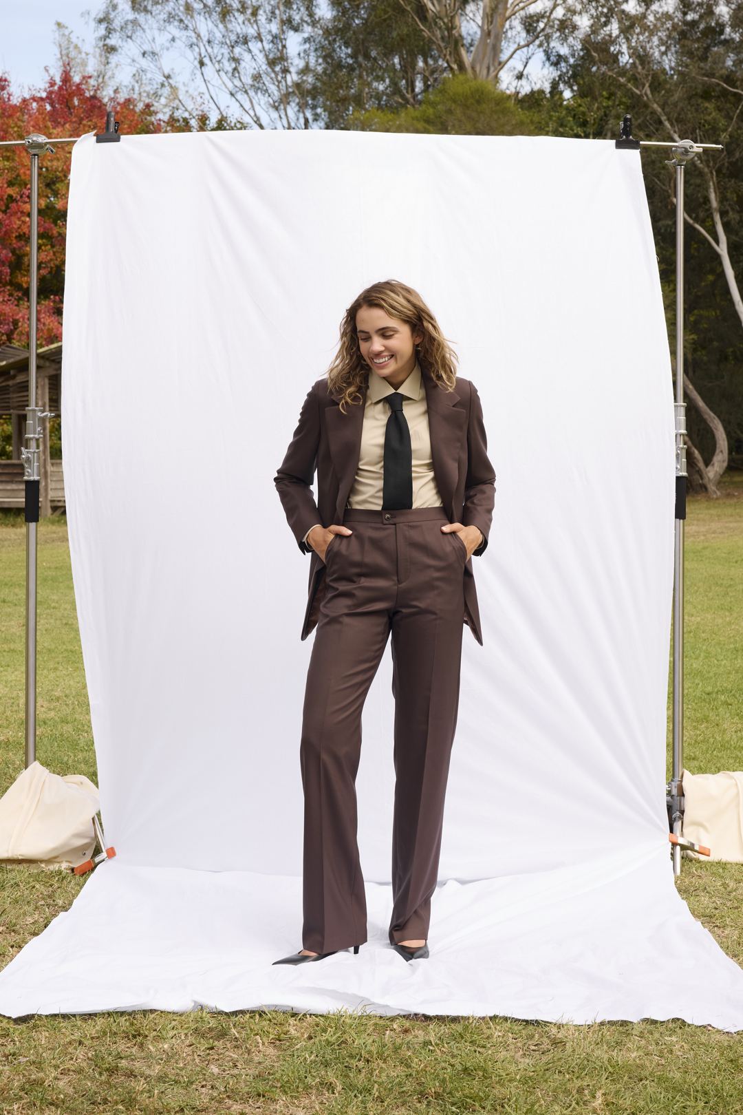 Brown Double Twist Wool Single Breasted Suit