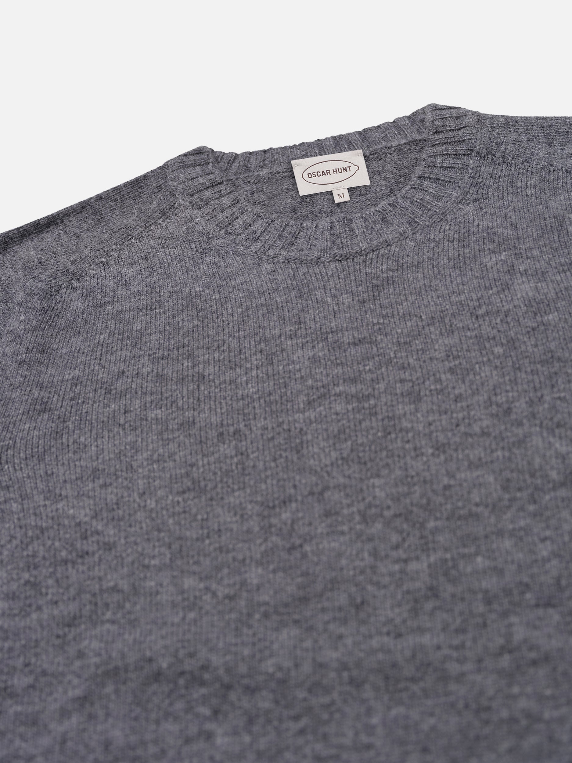 Grey Melange Knitted Crewneck Sweater - Oscar Hunt