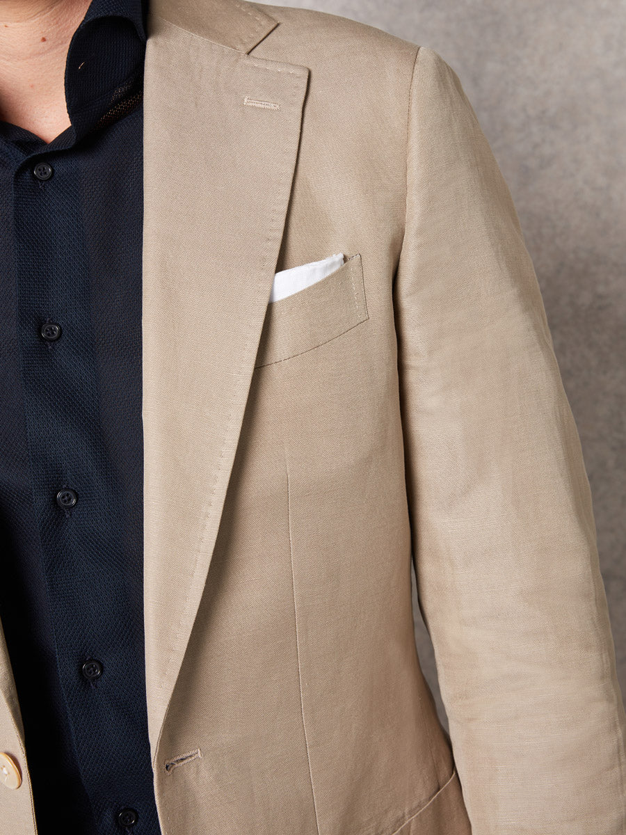 Beige cotton/linen jacket + brown cotton trouser - Oscar Hunt