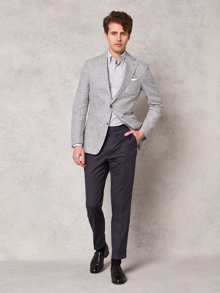 Light grey houndstooth jacket + grey cotton trouser - Oscar Hunt