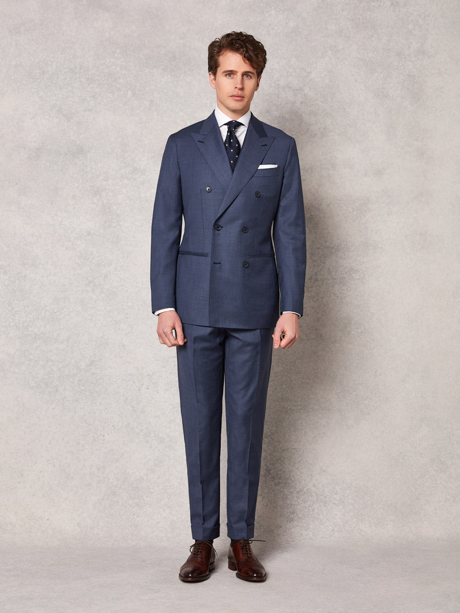 Mid blue double breasted 2 piece suit - Oscar Hunt