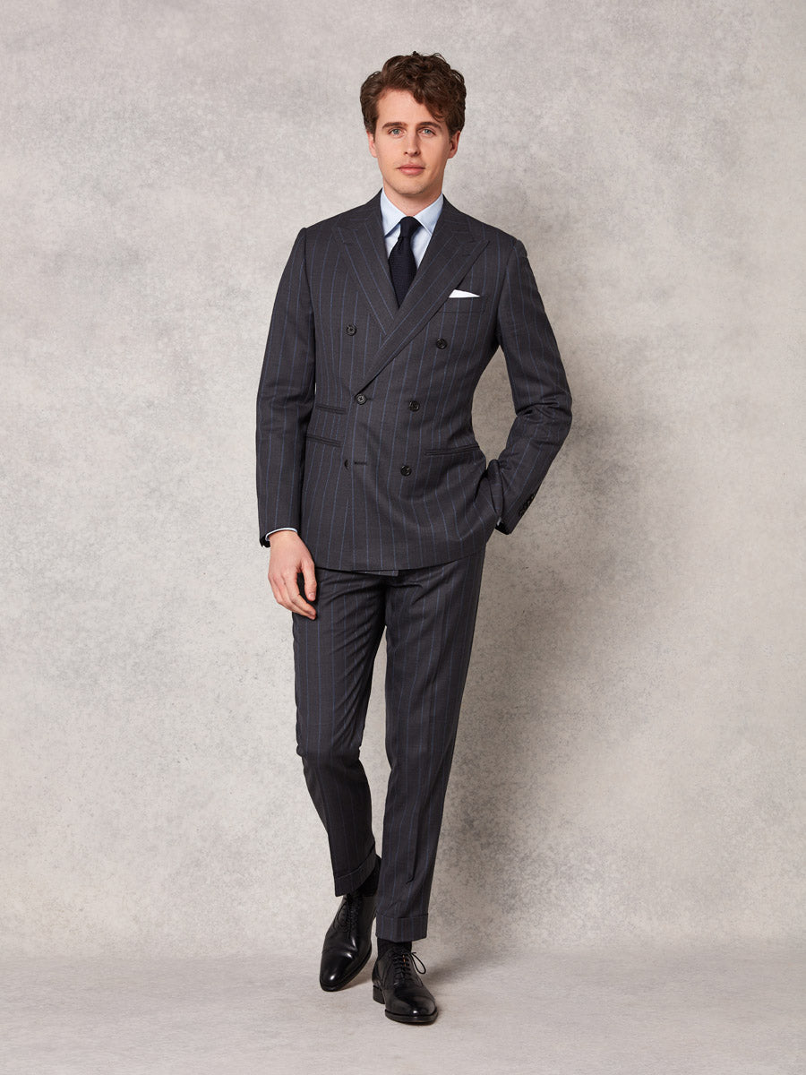Mid grey blue pinstripe 2 piece suit - Oscar Hunt