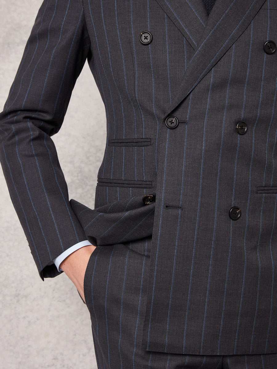 Mid grey blue pinstripe 2 piece suit - Oscar Hunt