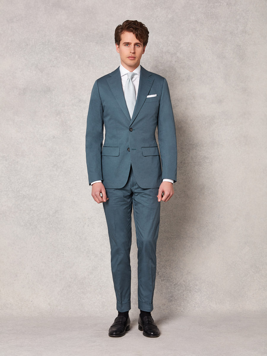 Teal cotton 2 piece suit - Oscar Hunt