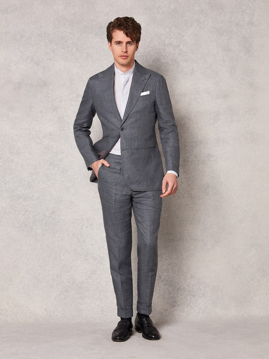 Mid grey linen 2 piece suit - Oscar Hunt
