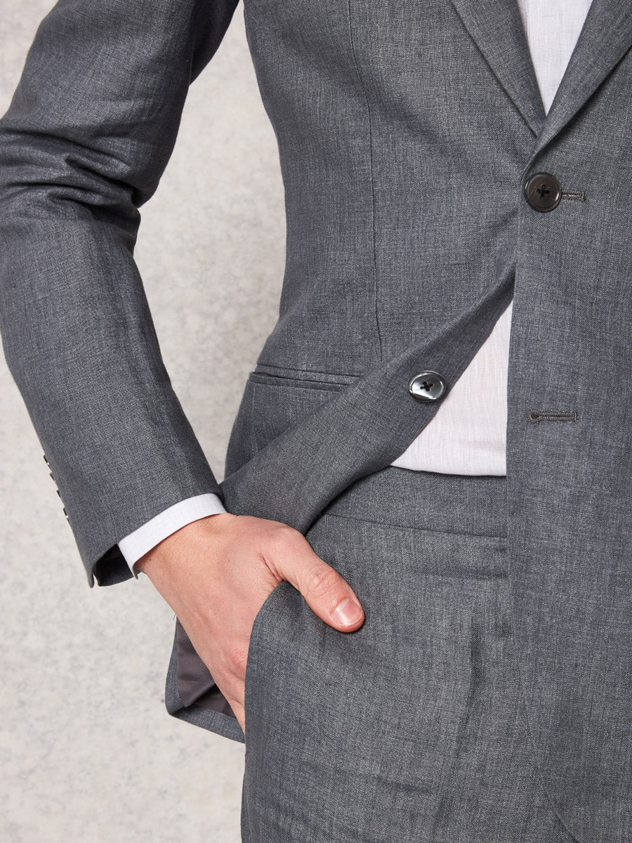 Mid grey linen 2 piece suit - Oscar Hunt