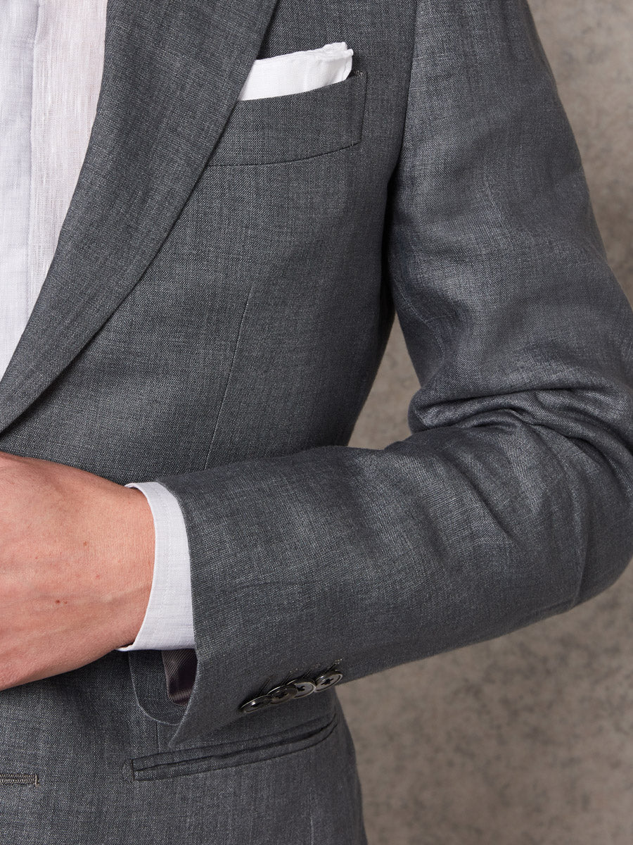 Mid grey linen 2 piece suit - Oscar Hunt