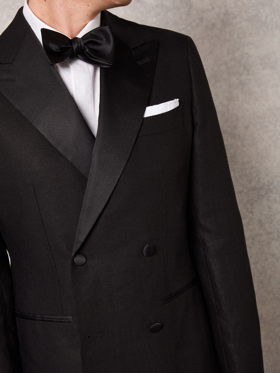 Black linen double breasted tuxedo - Oscar Hunt