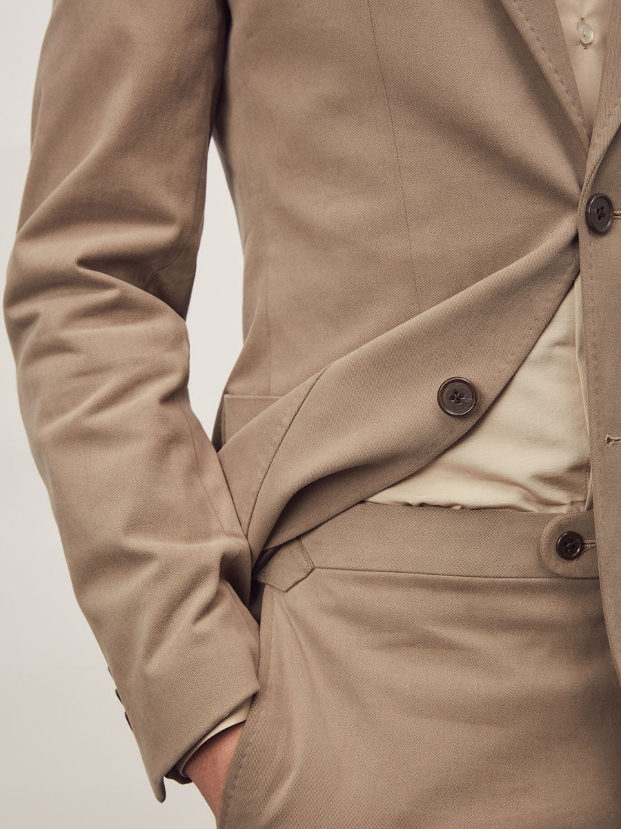 Mid brown brushed cotton 2 piece suit - Oscar Hunt
