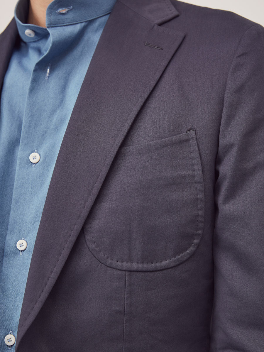 Slate blue cotton jacket + white denim trouser - Oscar Hunt